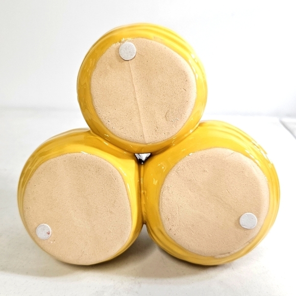 Yellow mustard 3 fused pottery Condiment serveware container, kitchen essential - Picture 5 of 7